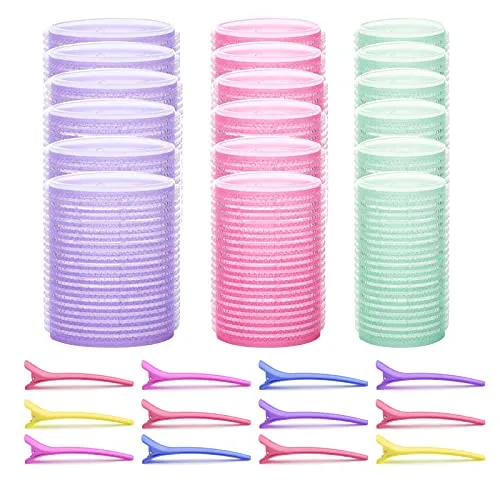 Zeaye 30 Stücke Lockenwickler Set, Professional selbsthaftende Haftwickler Lockenwickler Klettwickler Halten Haarrolle LockenwicklerClips für Salon Barbier Friseur