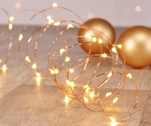 Kupferdraht mit 40 LED aufgelötet warmweiß 2,50 m LED-Kupferdraht Kupfer Draht