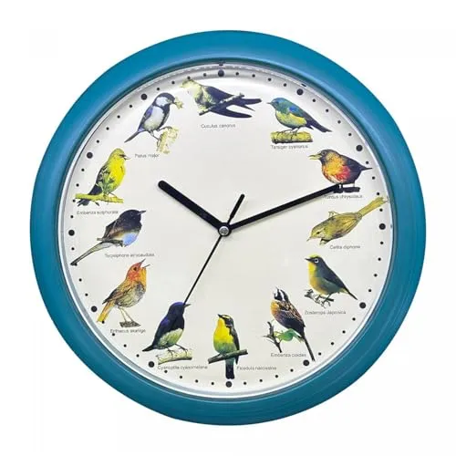 Herzberg HG03718-BLU Singende Vogelgesang-Uhr