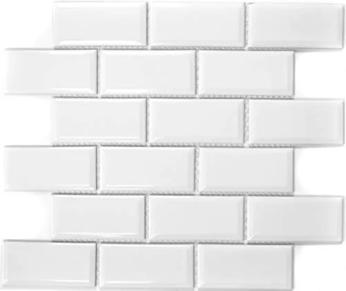 Metro Subway Fliesen WEISS Facette Mosaikfliese in weiß von MOSANI