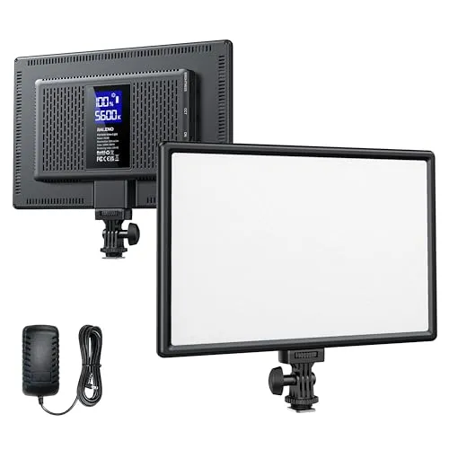 RALENO LED Videoleuchte 19.5W - Dauerlichter mit 2*4000mAh Akku, einstellbarer Farbtemperatur 3200K-5600K und hochauflösendem LCD-Bildschirm für professionelle Videokonferenzen und Fotografie.
