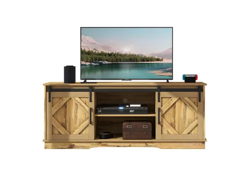 OKWISH TV-Schrank TV Stand Sideboard Entertainment Center (vintage Braun Entertainment Center 150*40*60cm, mit 2 klassischen Schiebetüren Einstellbare Regale) für Wohnzimmer Esszimmer Landhaus Modernes Design