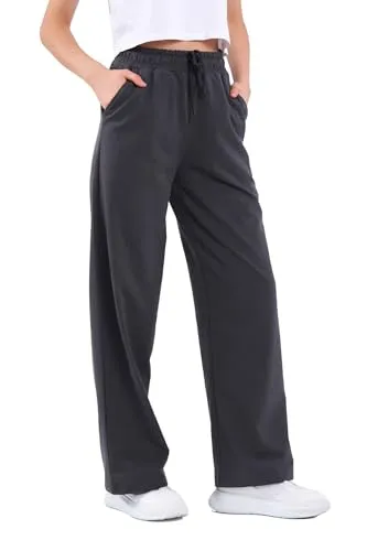 COMEOR Jogginghose Damen - Sporthose Lang Baumwolle Traininghose Lockere Sweatpants mit elastischem Bund und geradem Bein (Dunkelgrau XS)