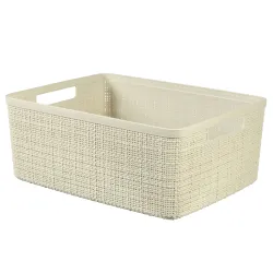 Keter Germany GmbH CURVER JUTE RECYCLING Aufbewahrungskorb, 12 Liter, Aufbewahrungskiste mit zwei Griffen und Jute Optik, Farbe: off white 245371