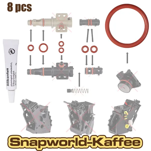 7x Dichtung für Saeco Philips Gaggia Brüheinheit & Auslaufventil + Silikonfett