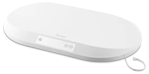 Nukido Babywaage Wiegeschale Baby Waage 40 kg Tragkraft 5 Gramm Genauigkeit Tara Holdfunktion Integrierte Messskala Weiß