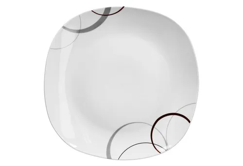van Well Servierplatte Palazzo Servierplatte 28,5cm aus weißem Porzellan mit Dekor-Kreisen, Porzellan
