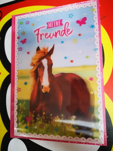Freundebuch Meine Freunde 3D Pferdeliebe Goldbuch Erinnerung 3D-Motiv Pferd