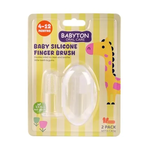 Babyton Baby Silikon-Fingerbürste – doppelseitig zur Reinigung und Massage des Zahnfleischs, sicher für Babys von 6–24 Monaten