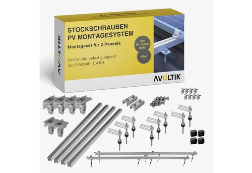 avoltik Solarmodul-Halterung Blechdach Montageset für 2-4 Module - Schnelle und sichere Installation von Solarmodulen auf Blechdächern. Komplettset mit langlebigen Materialien und einfacher Montage – ideal für Eigenheim und Gewerbe.