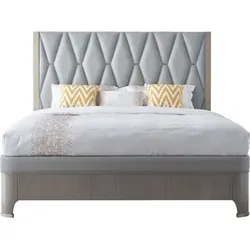 Luxuriöses Polsterbett 180x200 cm in Grau - Modernes Polsterbett für Erwachsene, mit stabilem Holzgestell. Ideal für erholsame Nächte und stilvolles Schlafzimmer-Design. Maße: 220 x 189 x 152 cm.