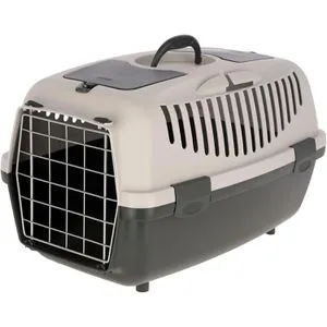 Kerbl Transportbox Gulliver für Katzen und Kleintiere - Hundeboxen mit Metalltür und Autosicherheitsgurt-Vorrichtung, ideal für sichere Reisen mit Ihren Haustieren in der Farbe hellgrau/dunkelgrau.