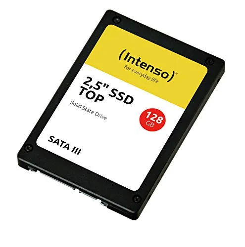Intenso TOP SSD 2,5 128GB SATA III - Schneller Start für Ihr Gerät - Festplatte mit bis zu 520MB/s Lese- und 500MB/s Schreibgeschwindigkeit, ideal für blitzschnelles Hochfahren in unter 20 Sekunden und geräuschlosen Betrieb.