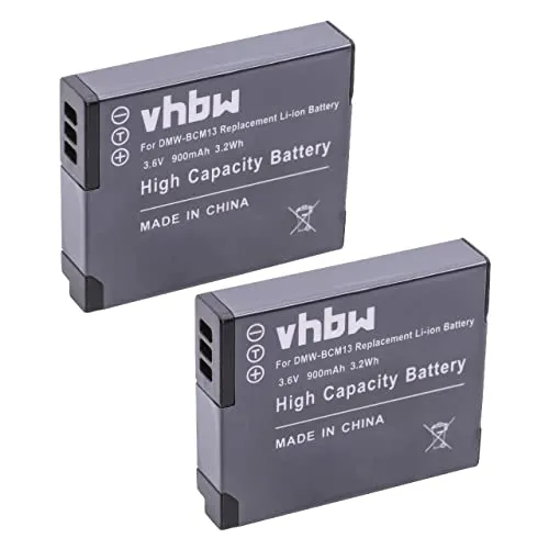 vhbw 2X Akku kompatibel mit Panasonic Lumix DMC-FT5, DMC-FT7, DMC-TS5, DMC-TZ40 Kamera Digicam DSLR (900mAh, 3,6V, Li-Ion)