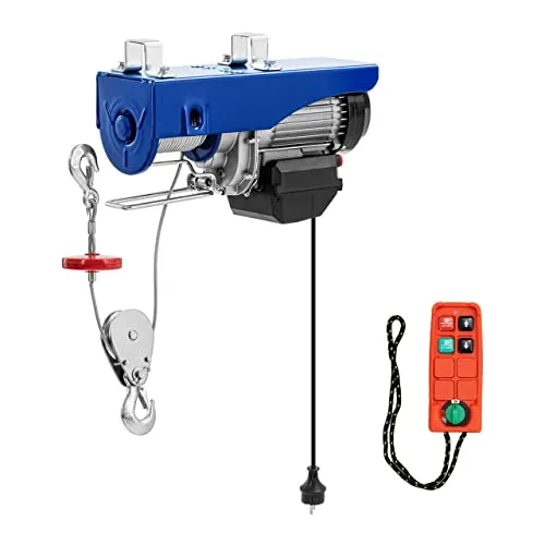 MSW Seilzug - 1350 W - 800 kg - 12 m mit Fernbedienung - Werkstatteinrichtung für schwere Lasten – mit 800 kg Zugkraft und 12 m Stahlseil hebt dieser Seilzug von MSW mühelos und schnell, ideal für Werkstatt und Lager.