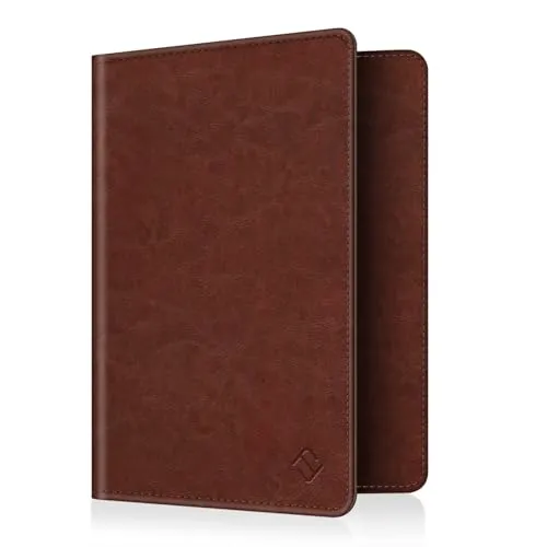 FINTIE Reisepass Impfpass Schutzhülle - Premium Kunstleder Reisepasshülle Travel Organizer mit RFID-Blockier für Kreditkarten, Ausweis, Reisedokumente Damen Herren, Braun