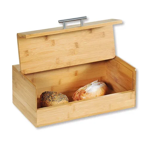 KESPER Brotkasten 'Bambus' – Stilvoll und Praktisch - Brotkasten mit Klappdeckel aus Bambus und Edelstahl, ideal zur Aufbewahrung von Brot und Brötchen, sorgt für Frische und sieht modern aus.