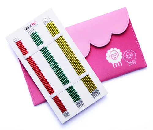 KnitPro ZING Set - 5 Nadelspiele Aluminium 15 cm / 2,0-4,0 / im Stoffetui