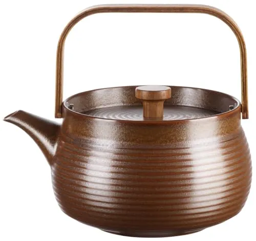 Teekanne Japandi braun klein mit Edelstahlfilter 0,6 L