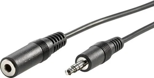 Value 11.99.4355 Klinke Audio Verlängerungskabel [1x Klinkenstecker 3.5mm - 1x Klinkenbuchse 3.5 mm] 5.00m Schwarz Geschirmt