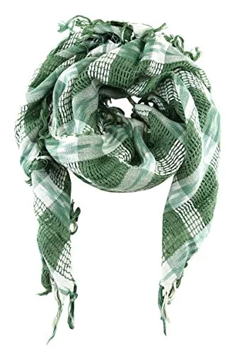 TigerTie Halstuch in grün grau weiss gemustert mit Fransen - Gr. 90 x 90 cm