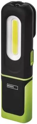 EMOS aufladbare LED-Arbeitsleuchte mit Magnetfuß und Haken - Leistungsstarke LED-Arbeitsleuchte mit bis zu 300lm Helligkeit und bis zu 45m Leuchtweite. 3 Leuchtmodi, verstellbar, stoßfest und wasserdicht (IP43). Ideal für Werkstatt, Garten und Camping.