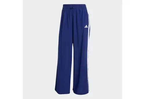 adidas Essentials 3-Stripes Damen Parachute Pants, Dunkelblau/Weiß, Größe L - Bequeme, weit geschnittene Hose mit elastischem Bund aus 100 % recyceltem Polyamid. Ideal für lässige Freizeitlooks und vielseitige Kombinationsmöglichkeiten.