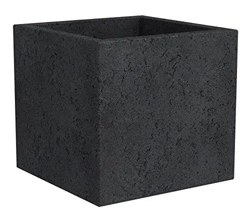 Scheurich C-Cube Übertöpfe 29 x 29 x 27 cm, Stony Black - Quadratischer Blumenkübel in trendiger Beton-Optik, frostfest und UV-beständig – ideal für kreative Bepflanzungen im Garten oder auf der Terrasse.
