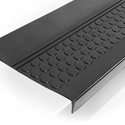ANRO Stufenmatten Gummi außen/innen Treppenstufenmatten rutschfest Treppenstufen Matten schwarz Größe 75x30x4cm