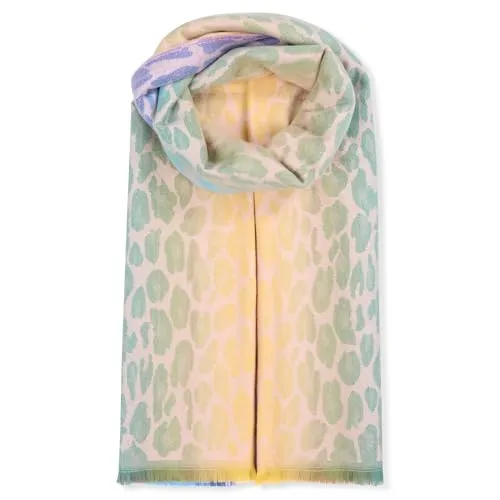 malito - Damen Schal 100% Viskose - Pashmina Stil Herz Leo Sterne Ornamente - zeitloser Winterschal modern & atmungaktiv - basic Überwurf Stola S606 - (Leo-bunt)