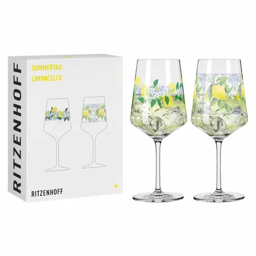 RITZENHOFF Limoncello-Glas 500 ml - 2er-Set Sommertau - Cocktailgläser - Bringen Sie mit diesem Kristallglas-Set frische Leichtigkeit und Dolce Vita in jeden Aperitif, ideal für Sommerabende und spülmaschinengeeignet.