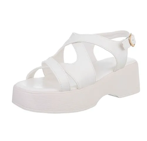 Ital-Design Bequeme Sandalen mit Absatz für Damen im trendigen Design Plateausandaletten (89852463) Blockabsatz Sandalen & Sandaletten in Weiß