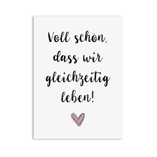 Postkarte GLEICHZEITIG LEBEN - Freundschaftsgeschenk - Karten & Einladungen für Valentinstag, hochwertige Grußkarte aus Deutschland, ideal für besondere Freundschaften.