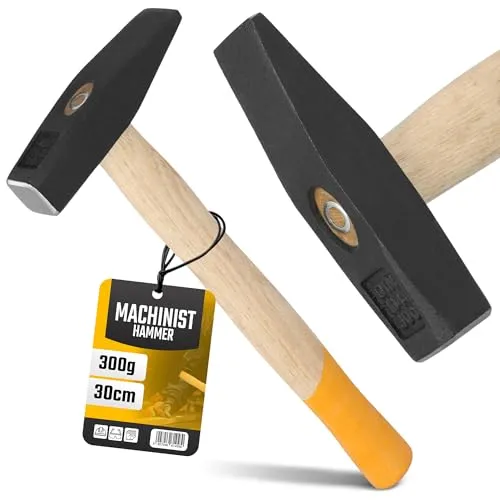 Schlosserhammer 300 g Hammer Robuster Holzstiel Holz Stahl Holzhammer Werkstatthammer Vorschlaghammer Profi Ergonomischer Griff Schlosser Klempner