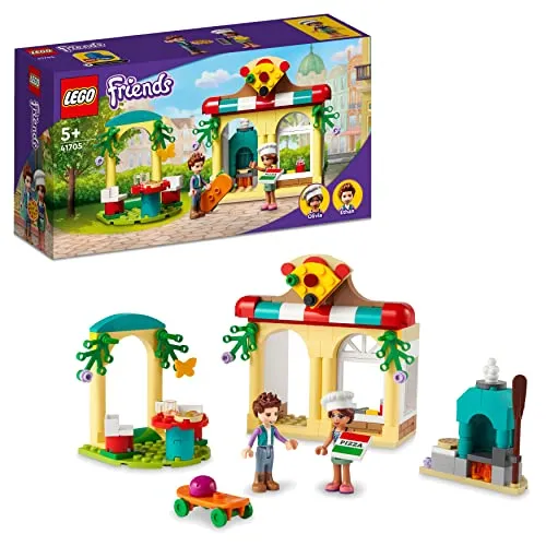 LEGO 41705 Friends Heartlake City Pizzeria Restaurant mit Essen als Spielzeug mit Mini-Puppen Olivia und Ethan, für Kinder ab 5 Jahren