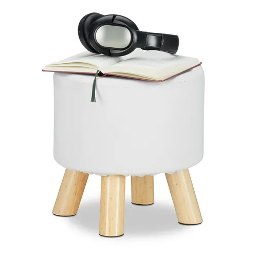 Produktbild Relaxdays Hocker Kunstleder, gepolstert und dekorativ