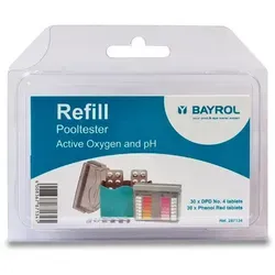 Bayrol Pool-Tester Nachfüllpackung Bayroklar/pH - Poolzubehör zur einfachen Bestimmung des Bayroklar-Gehalts und pH-Wertes für kristallklares Wasser mit Indikatortabletten.