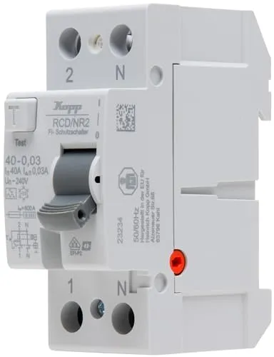 Kopp Fehlerstrom-Schutzschalter, RCD, 40 A, 30mA, 2-polig, 754028095
