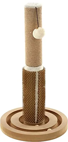 Flamingo Kratzbaum Ayla – Creme/Natur - Aktivitätskratzbäume, kompakter Kratzbaum mit stabiler Sisalsäule für gesundes Krallenwetzen und einer kuscheligen Liegefläche für höchsten Komfort.