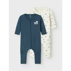 Name It Schlafanzug NBMNIGHTSUIT 2P ZIP FF JET TRACTOR NOOS - Pyjama-Set für Kinder, bestehend aus 2 Teilen, aus 100% Baumwolle, pflegeleicht und mit süßem Traktor-Print für einen bequemen Schlaf.