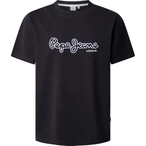 Pepe Jeans Herren Dorian Tee T-Shirt, Schwarz (Black), XL