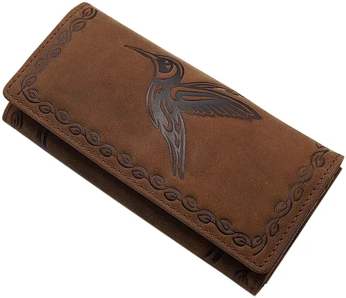Große Büffel-Vollleder Damen Geldbörse Geldbeutel Kolibri RFID Schutz Cognac