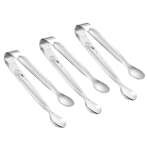 Stück Edelstahl Eiswürfelzange, Küchenzange, 304 Edelstahl Zuckerzange Set, Salatzange Gebäckzange Süßigkeiten Candy Clip, für Hochzeit Bar Party Büfett Grill Picknick, Silber (11cm) 3