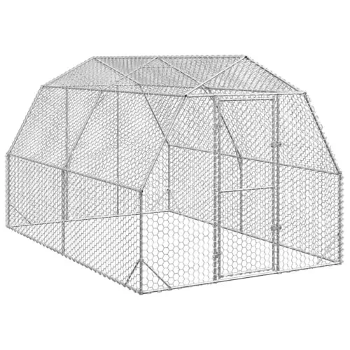 vidaXL Hühnerstall 2,5x4x2,25 m aus verzinktem Stahl - Kleintiergehege & Käfige für draußen, robuster Hühnerstall mit sicherem Freilaufgehege und hervorragendem Schutz vor Raubtieren.