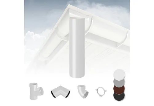 RainWay Dachrinne, Regenrinnen System (Fallrohr) - PVC-U Kunststoff in 4 Farben, für Dachflächen < 100m² empfohlen, Regenfallrohr PVC Plastik Gartenhaus