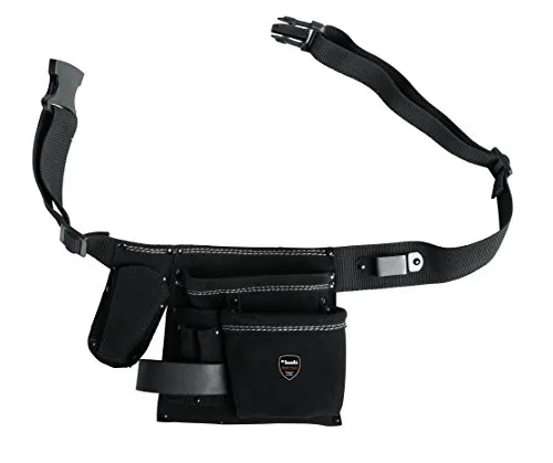 kwb Werkzeug-Tasche Leder mit Gürtel – Vielseitige Werkzeugtasche für Handwerker, Profis und Heimwerker – Robustes Rindsspaltleder, 5 Fächer, Hammerhalter, Messertasche und Halter für Bandmaß