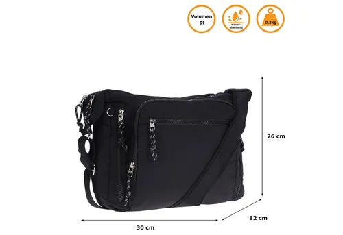 Christian Wippermann Henkeltasche – Große Damen Umhängetasche - Hochwertige Umhängetasche aus Nylon, 30 x 26 x 12 cm, mit individuell einstellbarem Trageriemen und mehreren Fächern für optimale Organisation.