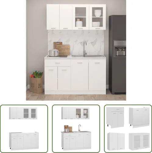 The Living Store 4-tlg. Küchenzeile in Weiß – Praktische Küchenmöbel