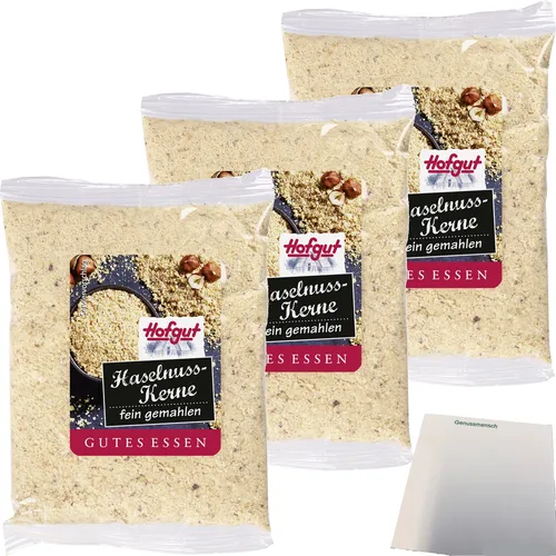 Hofgut Haselnusskerne gemahlen 3er Pack 3x100g Beutel usy Block