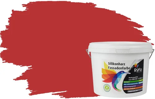 RyFo Colors Fassadenfarbe Silikonharz Fassadenfarbe Rottöne, 1 L ca. 6 m², Wasserabweisend, diffusionsfähig, schützt vor Schmutz, Algen, Pilzen